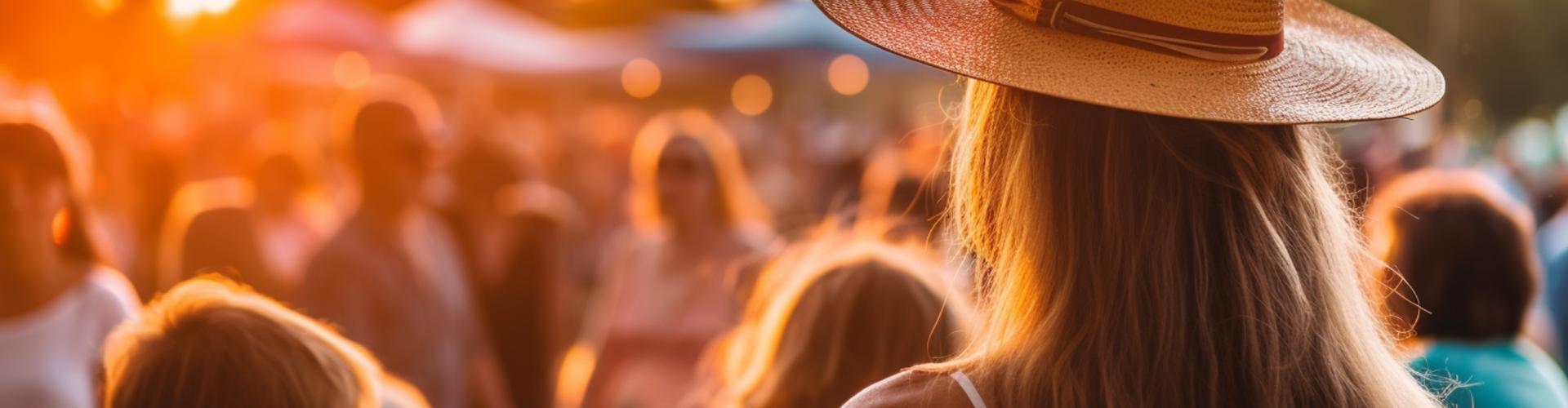 Fête du village avec personnes de dos