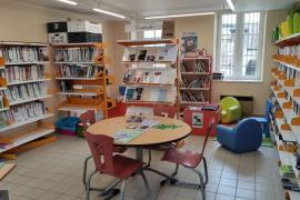 Vue intérieure de la bibliothèque de Pellevoisin