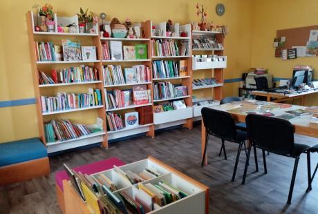 Vue intérieure de la bibliothèque de Mosnay