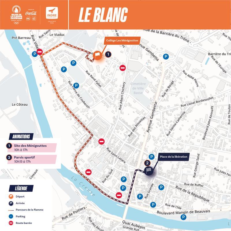 Parcours de la Flamme Olympique au Blanc - Agrandir l'image - fenêtre modale