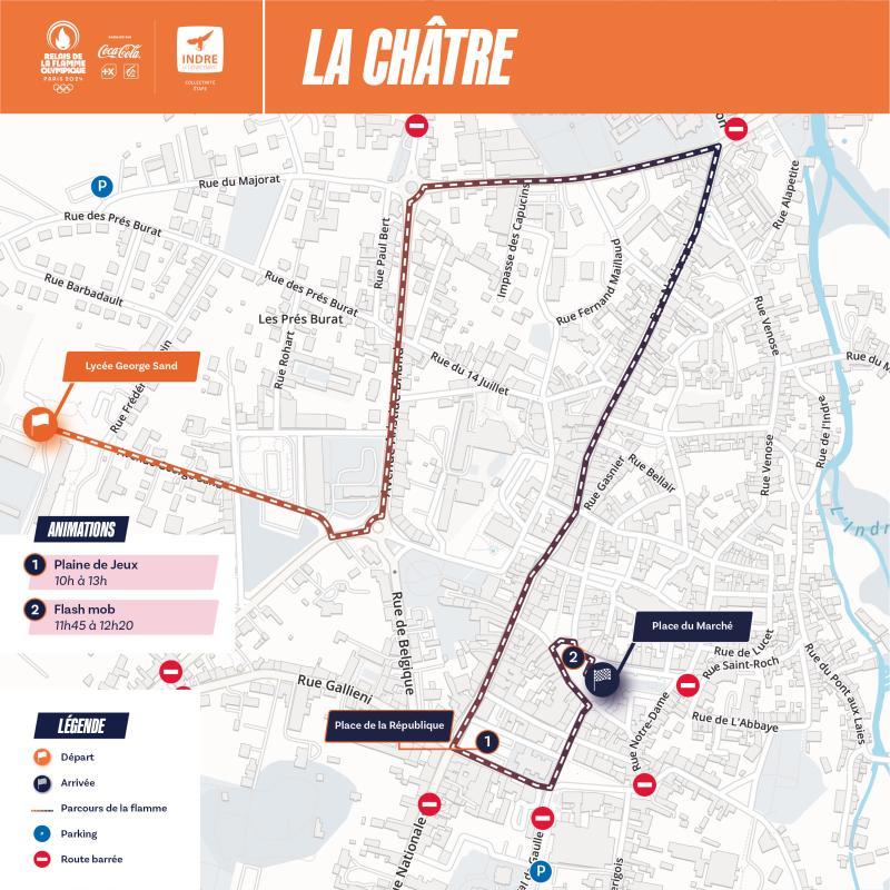 Parcours de la Flamme Olympique à La Châtre - Agrandir l'image - fenêtre modale