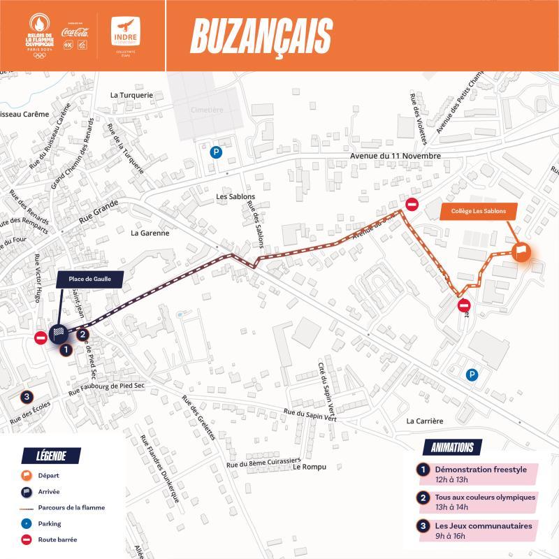 Parcours de la Flamme Olympique à Buzançais - Agrandir l'image - fenêtre modale