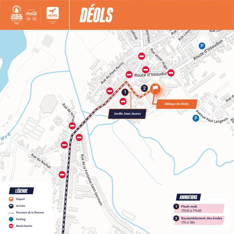 Parcours de la Flamme Olympique à Déols - Agrandir l'image - fenêtre modale