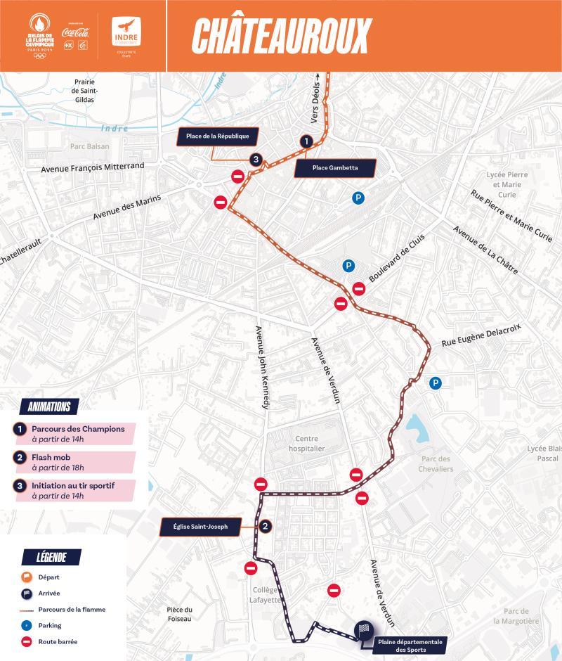 Parcours de la Flamme Olympique à Châteauroux - Agrandir l'image - fenêtre modale